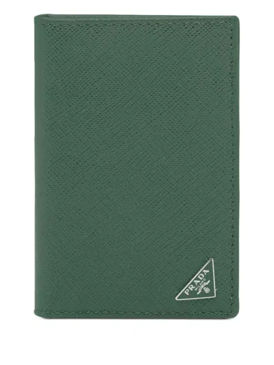 Prada Triangle Logo Cardholder In White
