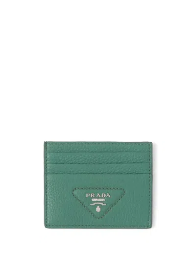 Prada Triangle-logo Cardholder In Green
