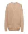 Prada Triangle-logo Cashmere Cardigan In Nude