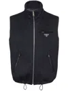Prada Midnight Blue Cashmere Sleeveless Down Jacket In Blue
