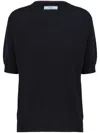 Prada Back Keyhole Knitwear Round Neck Short Sleeves In Blau