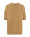 Prada Round-neck Short-sleeved Cashmere Jumper In Brown