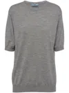 Prada Superfine Cashmere Knit Shirt In Grey