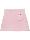 Prada Triangle-logo Cashmere Miniskirt In Pink