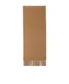 Prada Logo-plaque Silk-cashmere Scarf In Brown