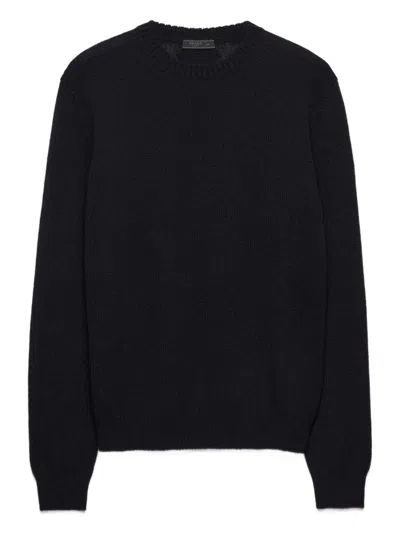Prada Triangle-logo Cashmere Sweater In Black