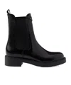 Prada Triangle-logo Chelsea Leather Boots In Black