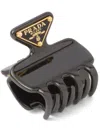Prada Womens Black Branded Metal Claw Clip In Black