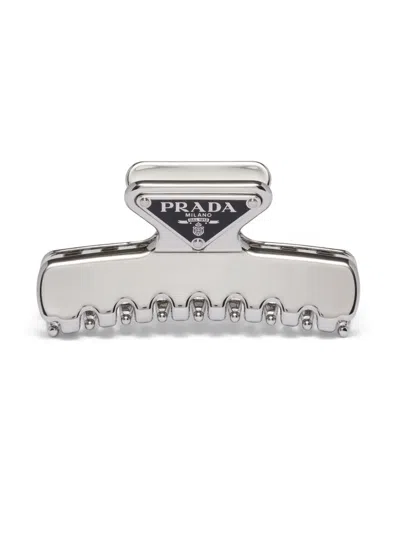 Prada Metal Hair Clip In Gold/silver