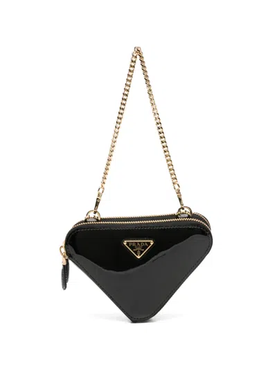 Pre-owned Prada Triangle Logo Clutch Bag In Black