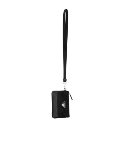 Prada Triangle-logo Coin Purse In Black