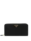 Prada Triangle Logo Continental Wallet In Black