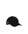 Prada Triangle Logo-plaque Corduroy Cap In Blue