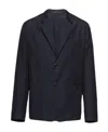 Prada Logo-patch Single-breasted Blazer In Blue