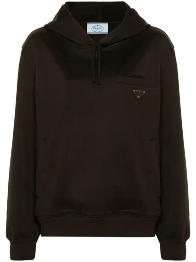 PRADA PRADA TRIANGLE-LOGO COTTON HOODIE