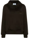 Prada Oversized Cotton Hoodie Sweatshirt In Ebano