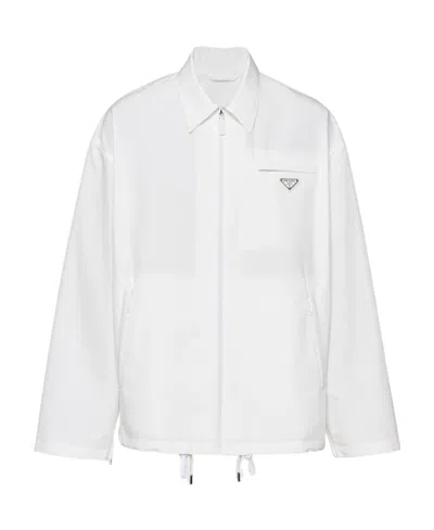 Prada Triangle-logo Cotton Jacket In White