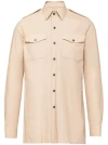Prada Long-sleeve Cotton Shirt In Beige