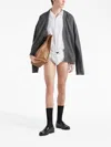 Prada Triangle Logo Short-sleeved Shirt In Bianco