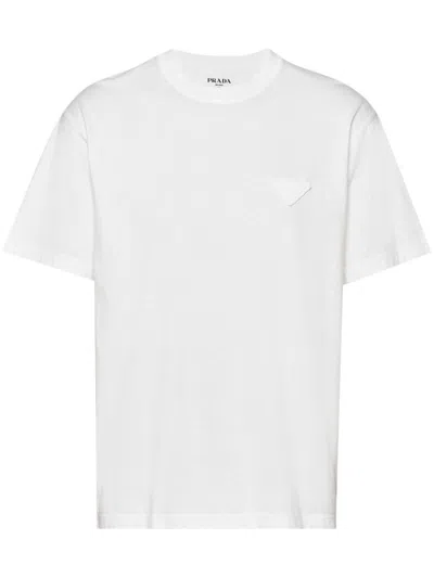 Prada Classic Crewneck T-shirt White In Bianco