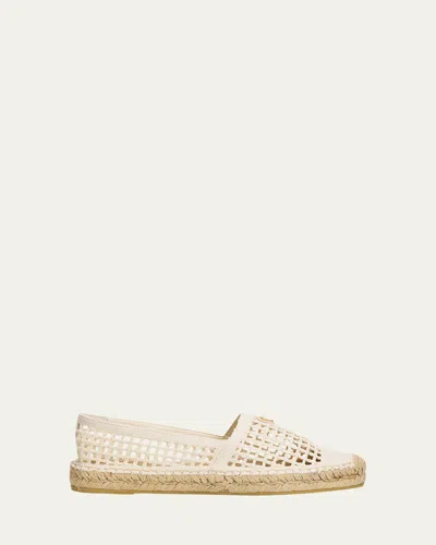 PRADA TRIANGLE LOGO CROCHET ESPADRILLES