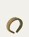 Prada Womens Neutral Crochet Brand-plaque Woven Headband In Oliva