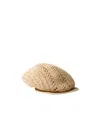 Prada Triangle-logo Crochet-knit Beret In Natural Color