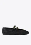 Prada Woven Flat Shoes With Adjustable Gold-tone Straps In Black