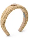Prada Neutral Triangle-logo Wicker Headband In Neutrals