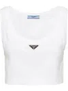 Prada Jersey Cropped Tank Top In F0009 White