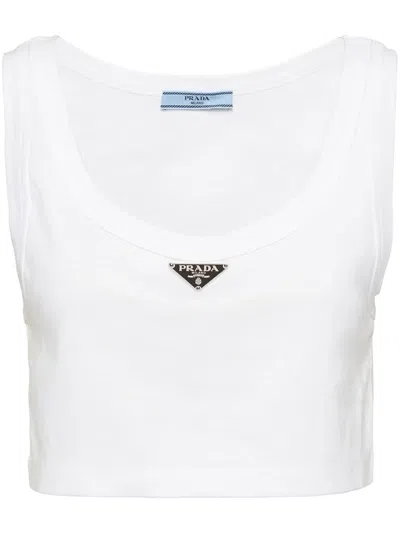 PRADA TRIANGLE-LOGO CROP TOP