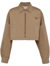 Prada Triangle-logo Cropped Jacket In Neutrals