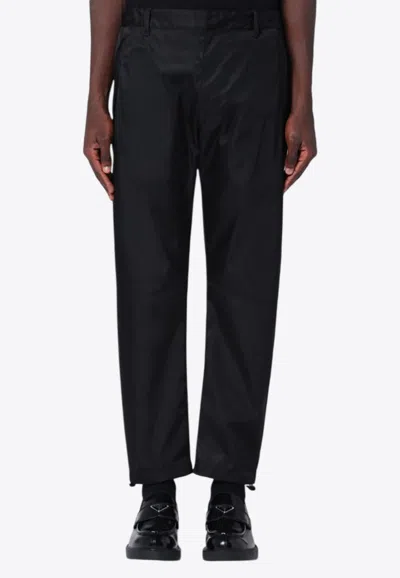 Prada Triangle Logo Cropped Pants In Black
