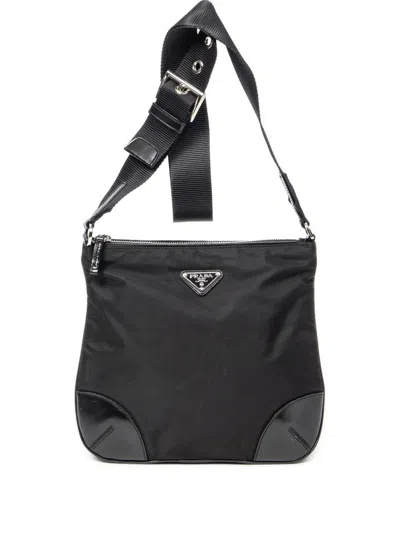 Pre-owned Prada Triangle-logo Cross Body Bag In Black
