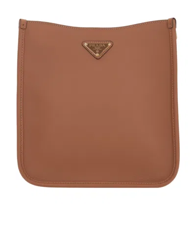 Prada Triangle-logo Cross Body Bag In Brown