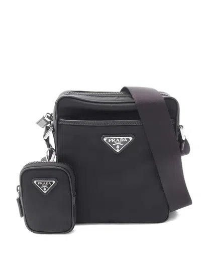 Pre-owned Prada Triangle-logo Crossbody Bag In Black