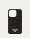 Prada Triangle Logo Crystal Phone Case, Iphone 14 Pro Max