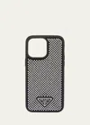 Prada Logo-plaque Iphone 13 Pro Max Case In F0t7o Cristal