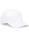 Prada Triangle-logo Denim Baseball Cap In White