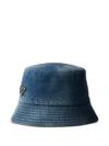 Prada Triangle-logo Denim Bucket Hat In Blue