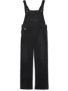 Prada Triangle-logo Denim Jumpsuit In Black