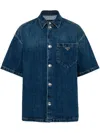 PRADA TRIANGLE-LOGO DENIM SHIRT