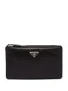 Prada Triangle-logo Dividable Pouch In Black