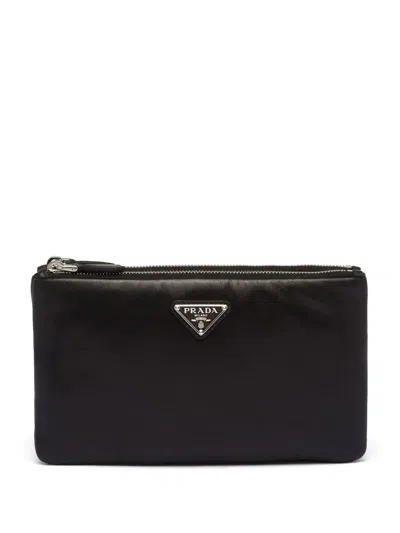 Prada Triangle-logo Dividable Pouch In 黑色
