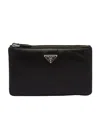 Prada Triangle-logo Dividable Pouch In Black