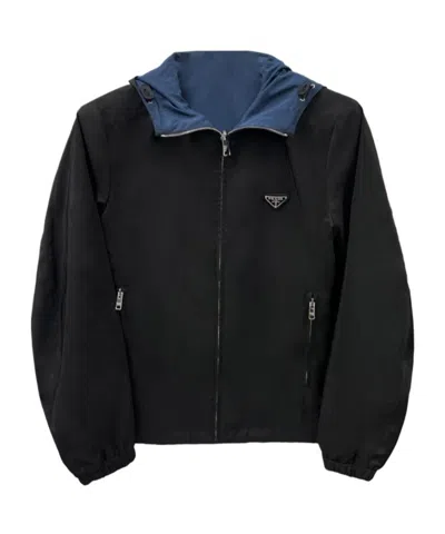 Prada Triangle Logo Double-sided Casual Jacket In Black