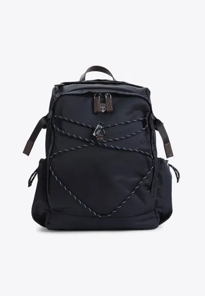 Prada Triangle Logo Drawstring Backpack In Blue