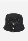 Prada Triangle Logo Drawstring Bucket Hat In Pink