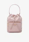 Prada Re-nylon Triangle-logo Drawstring Bucket Bag In Pink