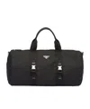 Prada Duffle Bag In Technical Nylon With Triangular Logo In Black